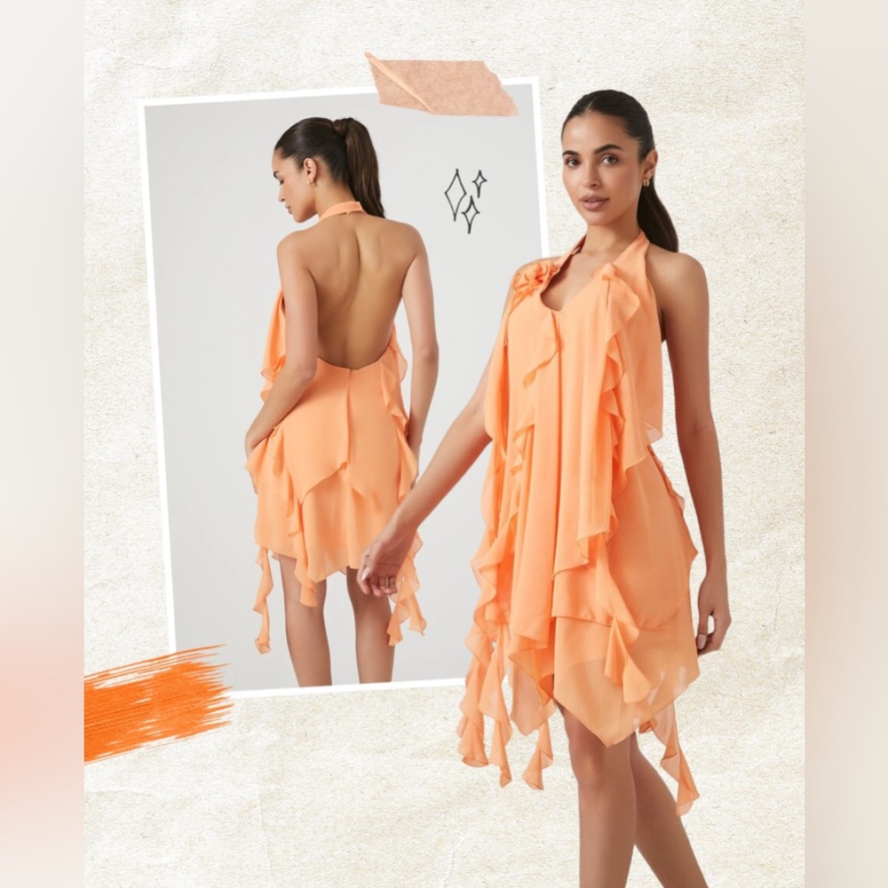 Rosette Ruffle Halter
Mini Dress - Size Small - NWT
